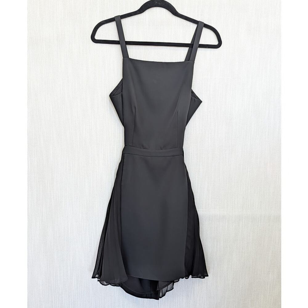 BCBGMaxAzria Brielle Sleeveless Mini Dress Womens 4 Black Open Back Pleated - Picture 2 of 11